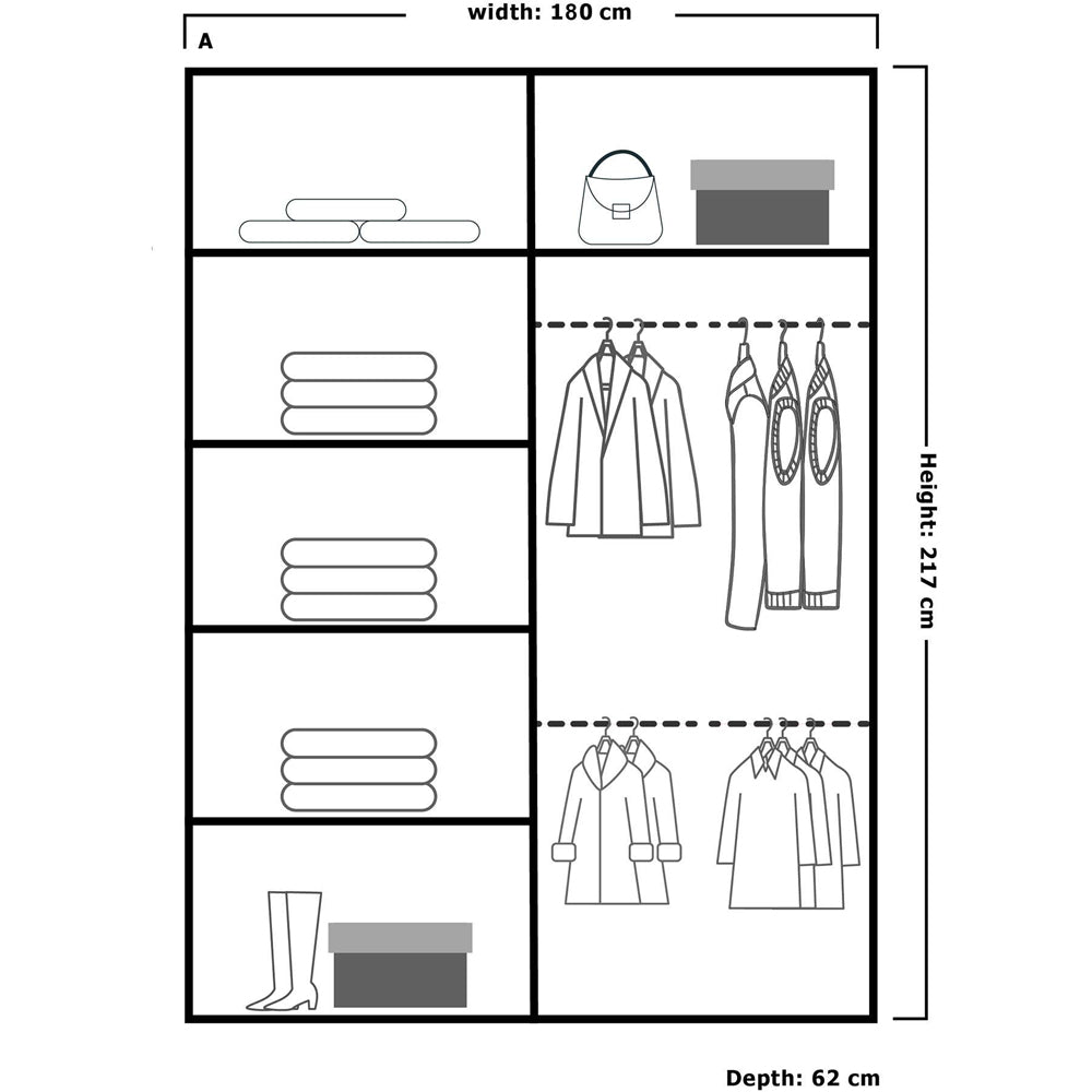 Chicago 180cm 2 Door Sliding Wardrobe