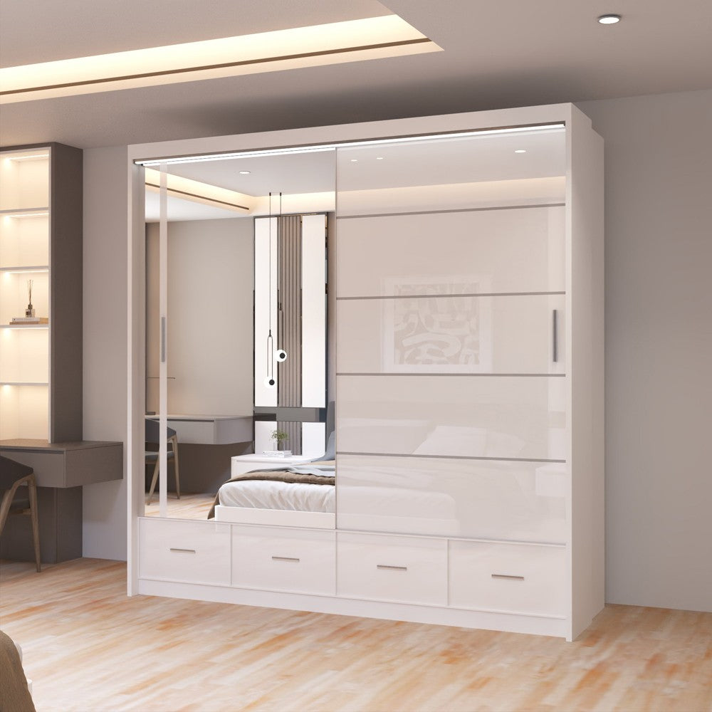 Cyclia 208cm 2 Door Sliding Wardrobe (High Gloss)