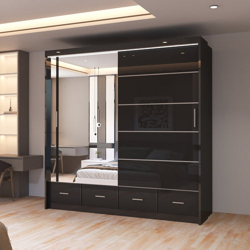 Cyclia 208cm Sliding Wardrobe (High Gloss)