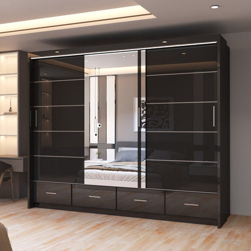 Cyclia 255cm Sliding Wardrobe (High Gloss)