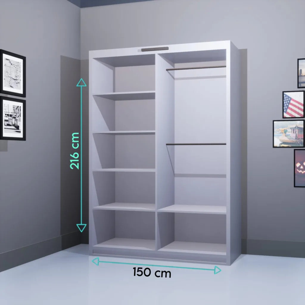 Arte 150cm 2 Door Without Mirror Sliding Wardrobe